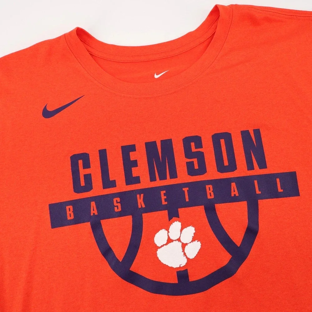Nike‎ Clemson Basketball T-Shirt Orange Dri-FIT Athletic Cut Mens XXL